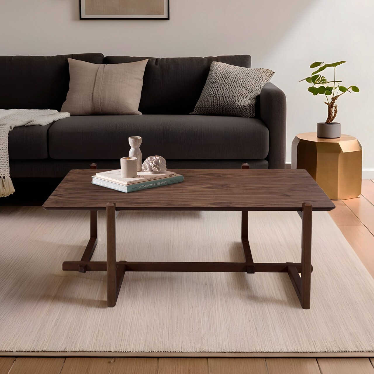 Masuta de cafea, Hanah Home, Trabzon, 120x43x76 cm, Maro - imagine 4